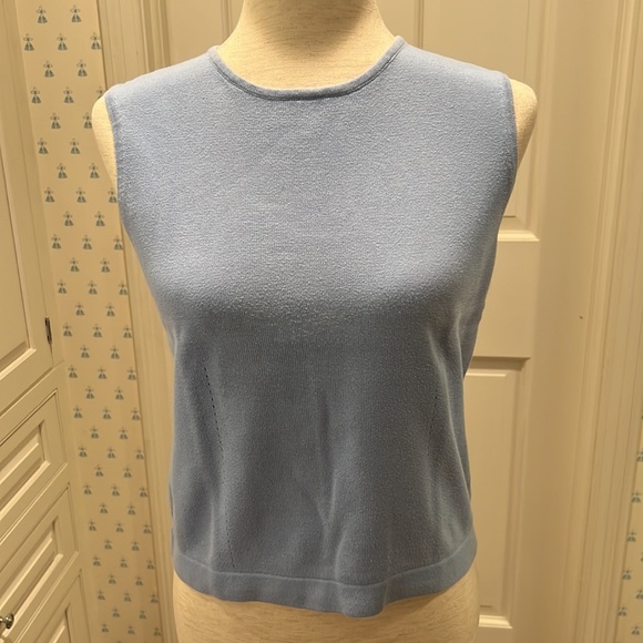 LIGHT BLUE 100% COTTON SWEATER SET BY TESS DESIGNS OF BERMUDA - Picture 3 of 5